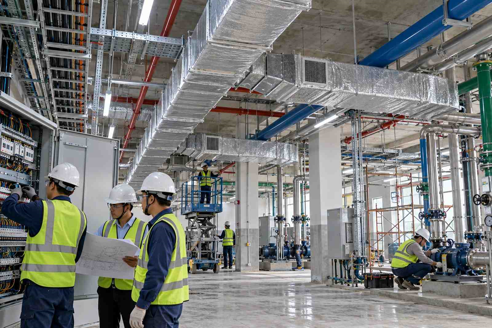Khu vực kỹ thuật cơ điện trong nhà xưởng